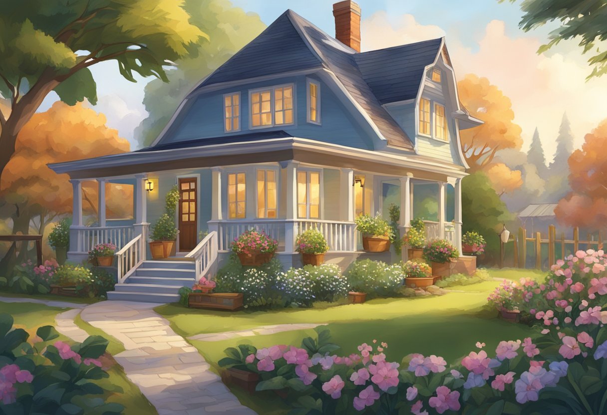 The cozy bed and breakfast exudes warmth and charm, with its welcoming exterior and lush garden, making Billy feel optimistic about his stay