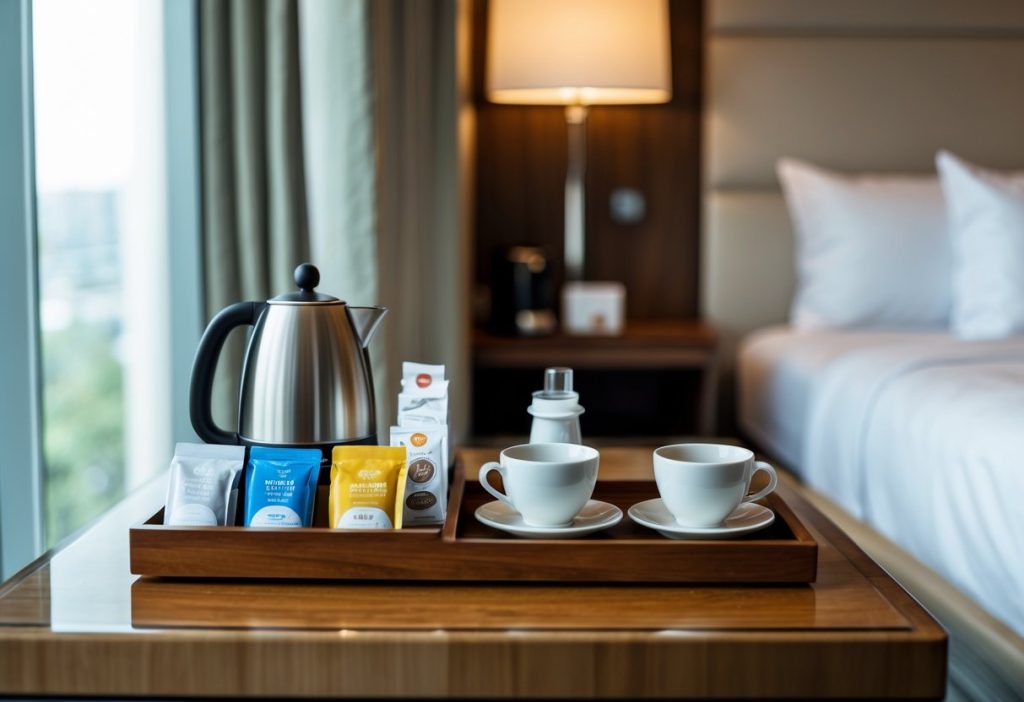 tray of coffee set on the table